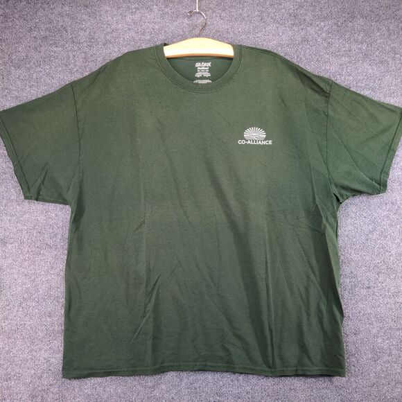 Gildan Mens Co-Alliance T-Shirt Green 3XL Short Sleeve Polycotton Dry Blend - Picture 2 of 13